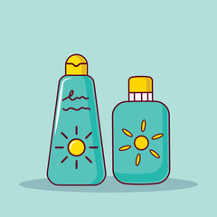 sunscreen lotion cartoon vector icon illustration