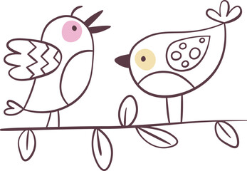 Birds On Branch Doodle