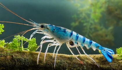 Blue tiger shrimp Caridina cantonensis - obrazy, fototapety, plakaty