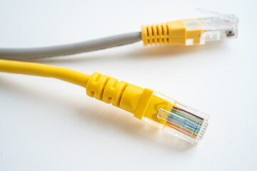 Ethernet cable for connect to wireless router link to internet service provider internet network.
