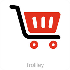 Trolley and cart icon concept
