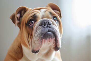 Fototapeta premium English Bulldog portrait focus on blank space