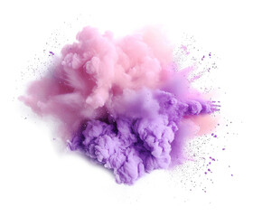 A purple and pink smoke explosion isolated on transparent background. - 729065742