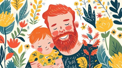 A joyful father and his red-haired kid celebrate the bond of Father's Day.