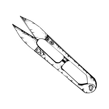 black and white thread snips clip art preview