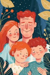 A red-haired dad and his child rejoice together on Father's Day.