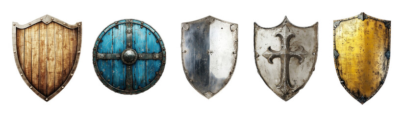 Obraz na płótnie Canvas Set of shields isolated on transparent background.