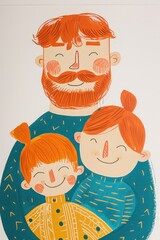 Celebrating Father's Day: joyful dad and kid with red hair.