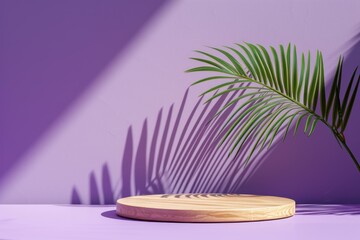 Obraz premium Unoccupied podium displaying products with plant