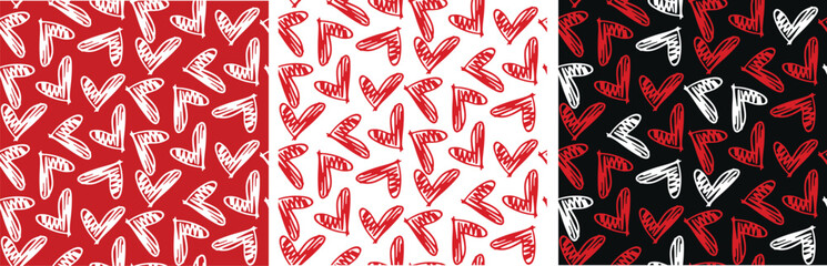 Hand drawn doodle heart pattern background. Love you pattern. 100% vector file