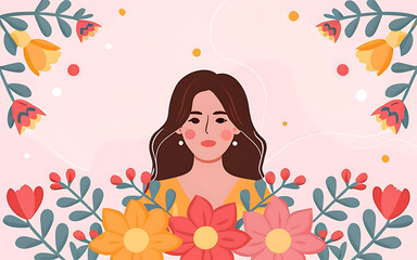 Women's Day copy space background for March 8 with colorful flowers.