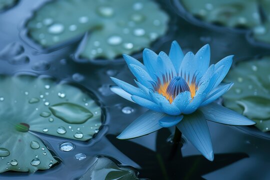 Blue lotus in natural water