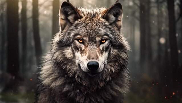 cool wolf footage in the forest