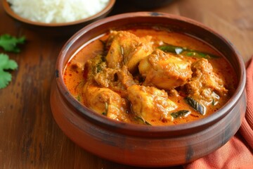 Chicken curry or masala kerala style chicken curry using fried coconut