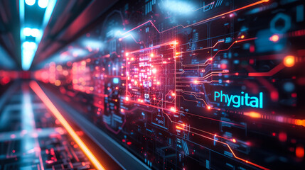 Phygital concept showing the fusion of physical and digital realms, emphasizing modern retail and customer interaction experiences