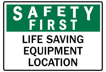 Fototapeta premium First aid station sign life saving equipment location