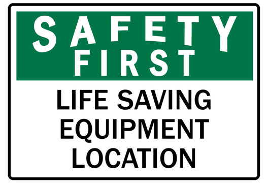 First aid station sign life saving equipment location