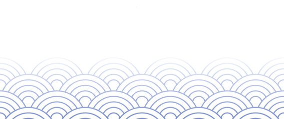 Fototapeta na wymiar Japanese purple wave background vector. Wallpaper design with purple and white seamless ocean wave pattern backdrop. Modern luxury oriental illustration for cover, banner, website, decor, border.