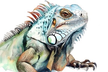 Fototapeta premium Colorful Iguana Illustration, Detailed Artwork, Exotic Reptile