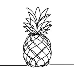 Pineapple in a line drawing style
