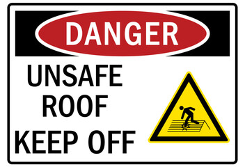 Roof access sign unsafe roof keep off