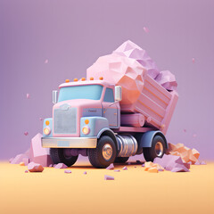 Dump truck pastel background