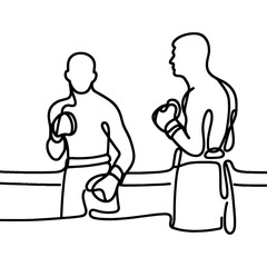 Two boxers in a line drawing style