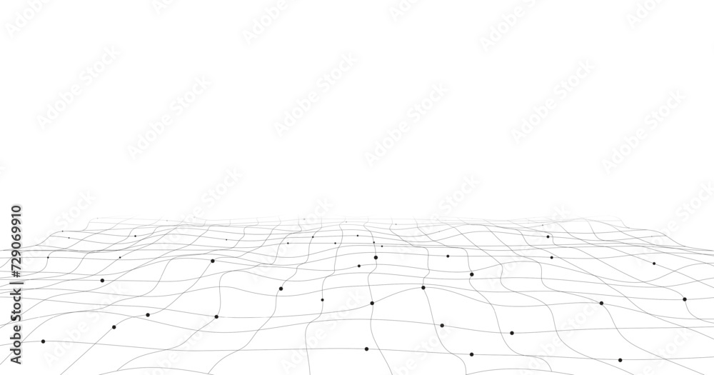 Aufkleber Geometric mesh lines on a white background. Wave with connected dots and lines.Geometric abstract background with simple Wave elements.	
