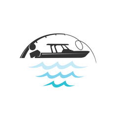 Boat logo with fishing concept