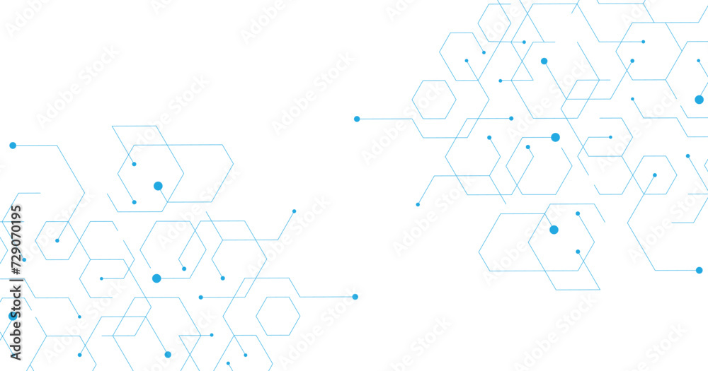Aufkleber blue hexagon diagram on white background. high-tech hexagon geometric connection system.