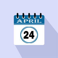 Icon calendar day - 24 April. 24th days of the month, vector illustration.