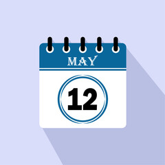 Icon calendar day - 12 May. 12th days of the month, vector illustration.