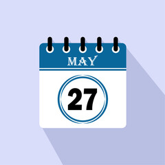 Icon calendar day - 27 May. 27 days of the month, vector illustration.