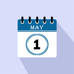 Icon calendar day - 1 May. 1st days of the month, vector illustration.