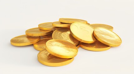 golden coins on white background