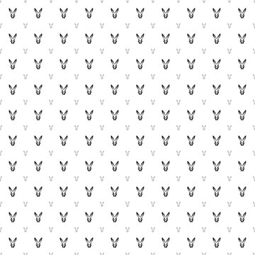 Square seamless background pattern from black hare's head symbols are different sizes and opacity. The pattern is evenly filled. Vector illustration on white background