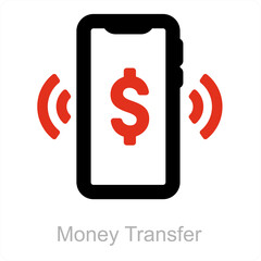 Money Transfer and cash icon concept