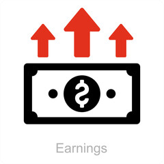 Earnings and cash icon concept