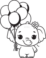 elephant with balloons vector