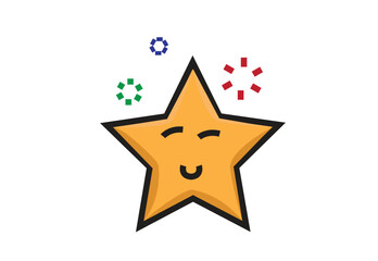 A shy or drunk star cartoon character. Editable Clip Art.