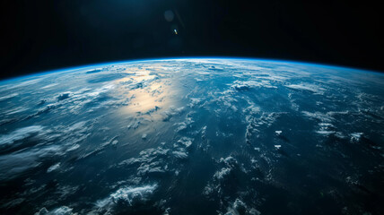 A stunning view of Earth from space, capturing the planet's atmosphere and the vastness of the surrounding cosmos