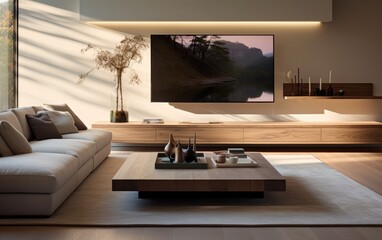 Floating Media Console in Modern Living Space