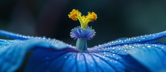 Gorgeous anther and stigma in a big commelina bloom. - obrazy, fototapety, plakaty