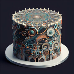 3d render of a cake with design