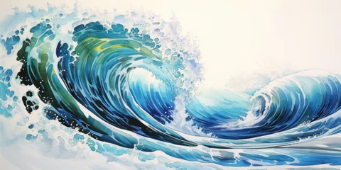 Küchenrückwand glas motiv Vibrant ocean wave artwork, abstract aquatic painting © Robert Kneschke