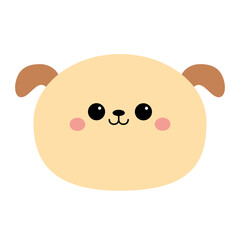 Dog puppy round face icon. Cute cartoon kawaii pet baby animal character. Funny baby. Sticker print. Love greeting card. Happy Valentines day. Flat design. White background. Isolated.