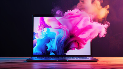 Abstract Digital Art Display on Laptop Screen