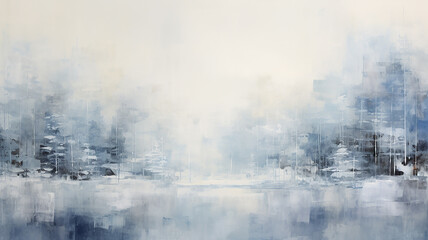 abstract winter forest landscape art, background background, in light gray and blue tones