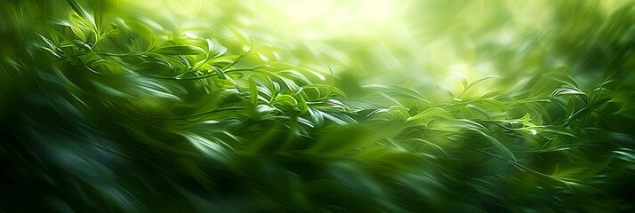 Lush green leaves with a soft-focus background, conveying growth and tranquility, suitable for concepts of nature, spring, or environmental conservation