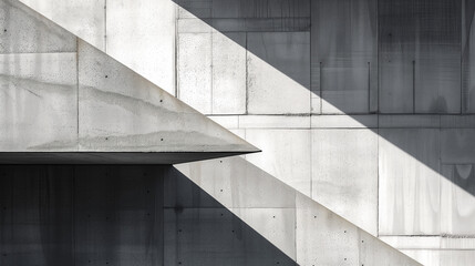 Abstract architectural details showcasing the contrast between light and shadow on concrete surfaces, suitable for concepts of minimalism and modern design